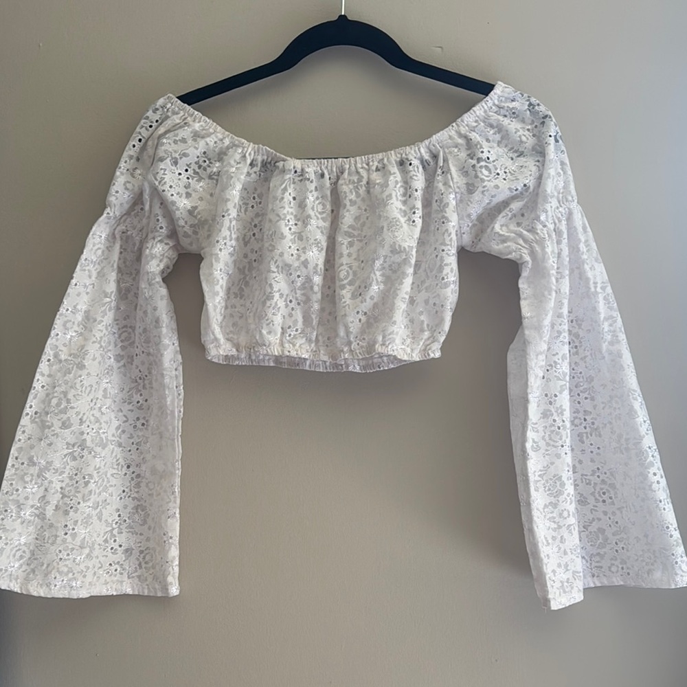 White Eyelet Off-Shoulder Top